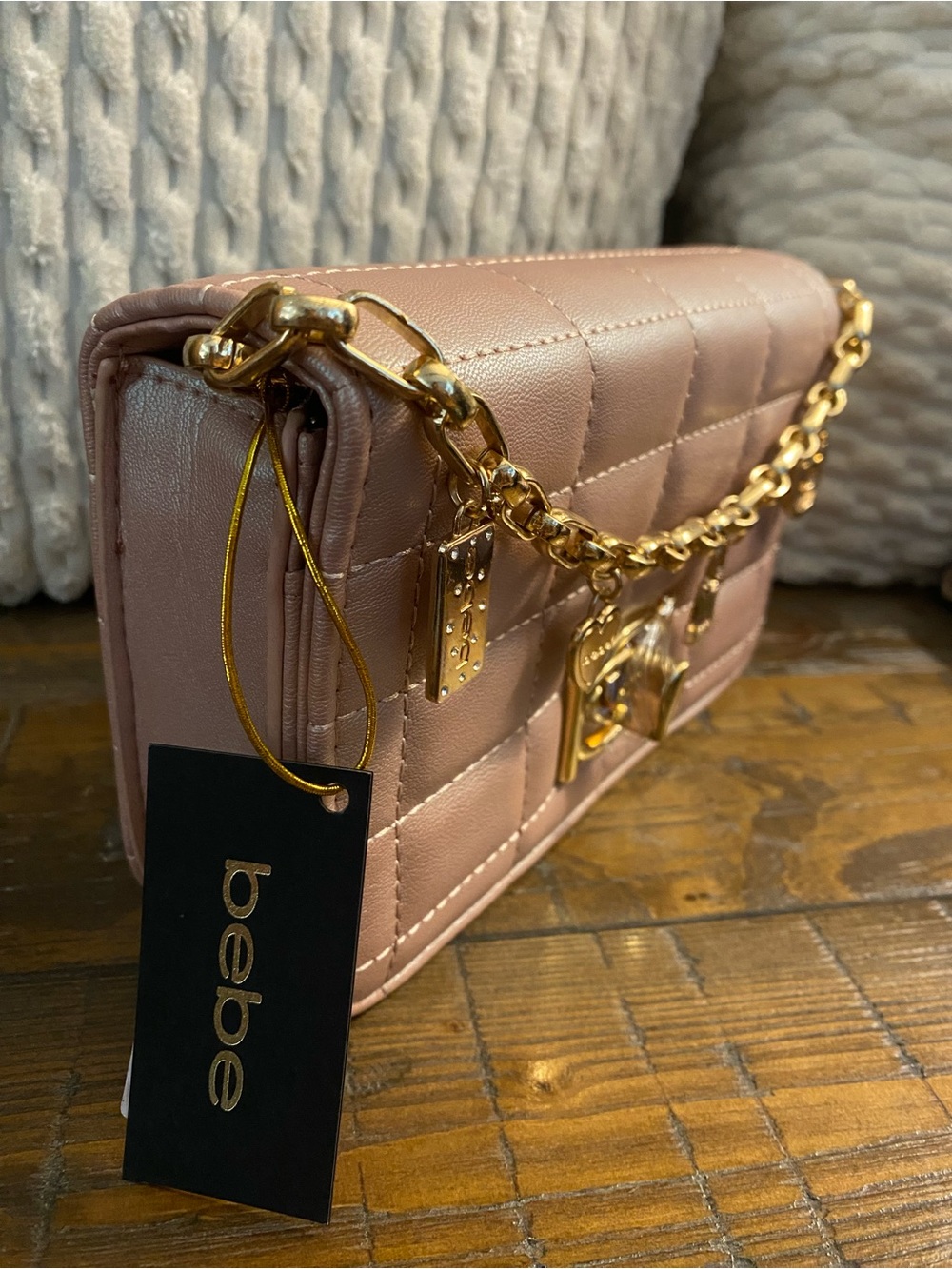 bebe Quilted Crossbody Bag in Blush